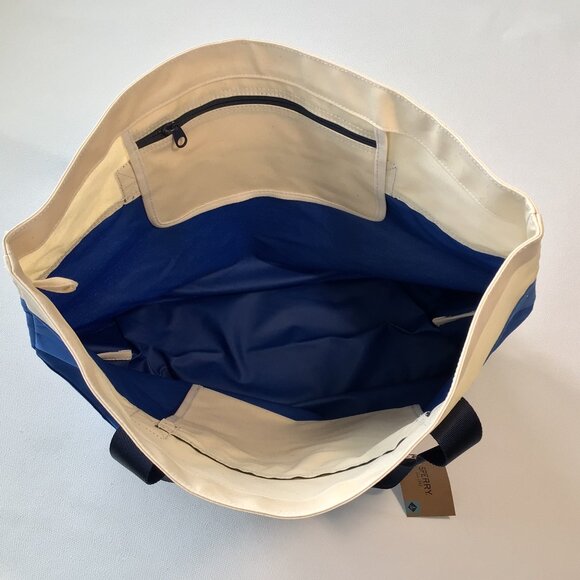 NWT Sperry Large Tote Bag & Pouch Set Canvas Blue & Natural - Picture 7 of 14